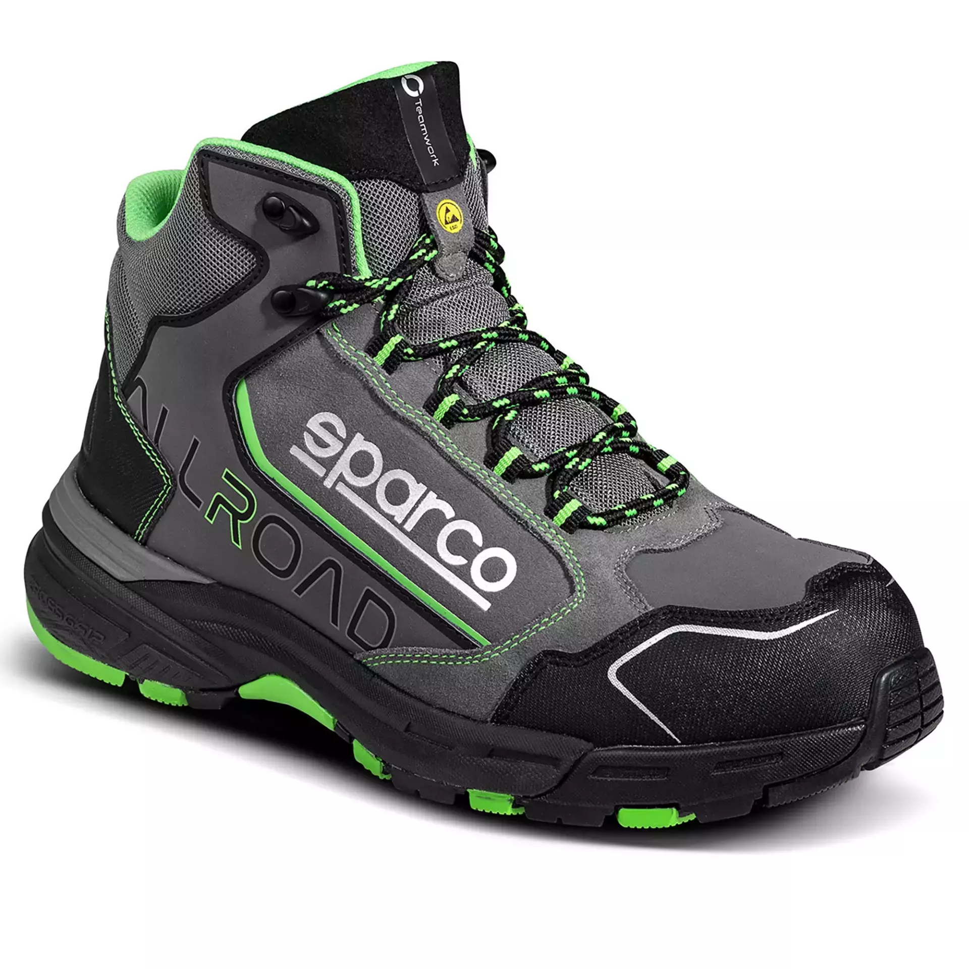 Sparco 07529GSVF, Allroad Leap Sicherheitsschuhe ESD S3S SR FO HRO, Grau/Grün