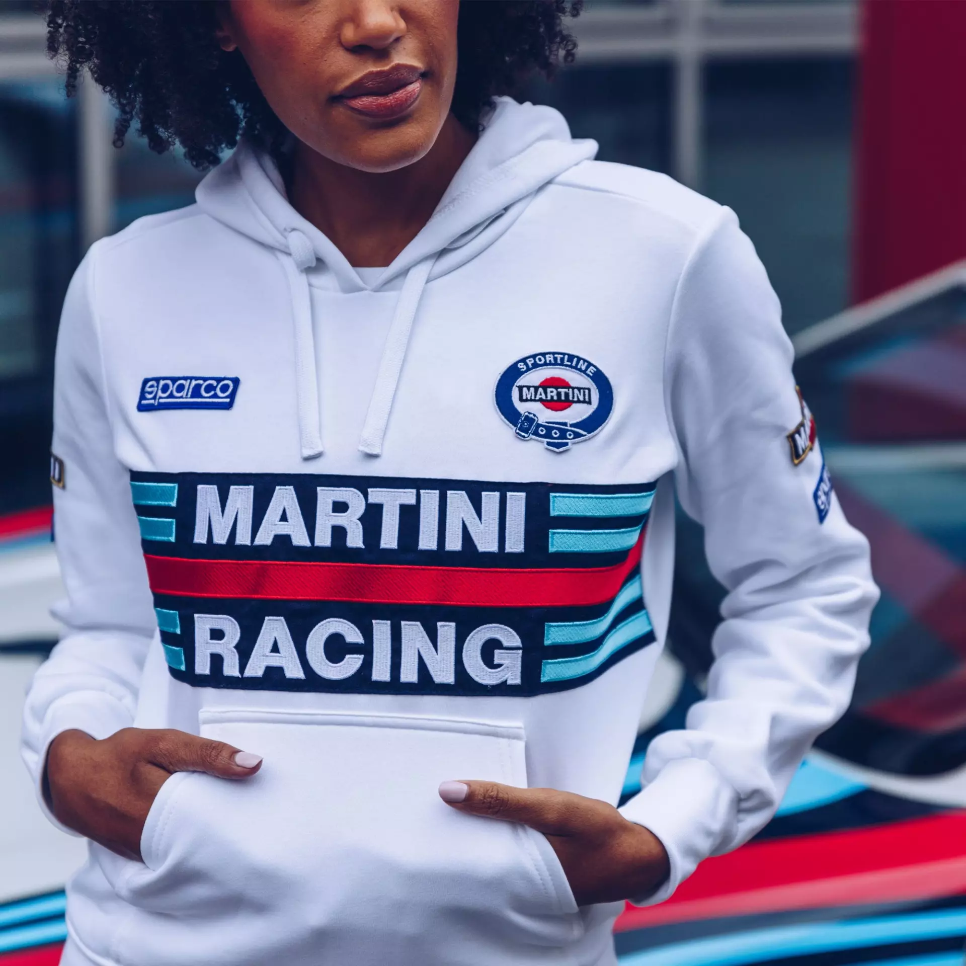 Sparco 01397MR-BI, Martini-R Damen-Hoodie, Weiß, image 2