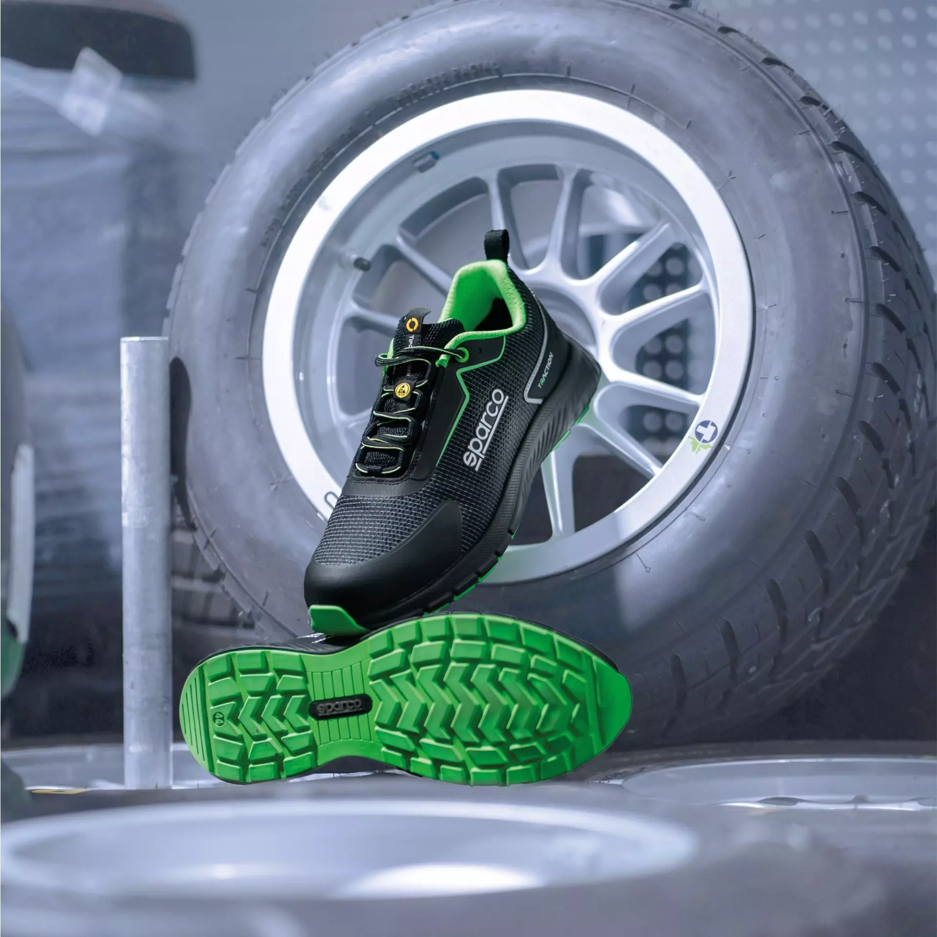 Sparco BTB0002B0-K15, Traction Safety Shoes S1PS, Black/Green, image 7