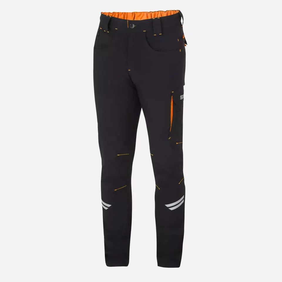 Sparco 02425NRAF, Kansas Tech Light Trousers, Black/Orange, image 1, gallery thumbnail