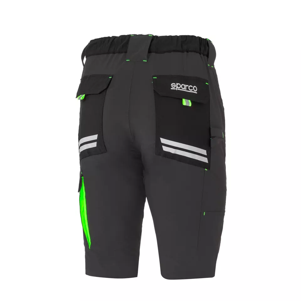Sparco 02428-GSVF, Laredo Tech Bermuda Shorts, Grey/Green, image 2, gallery thumbnail