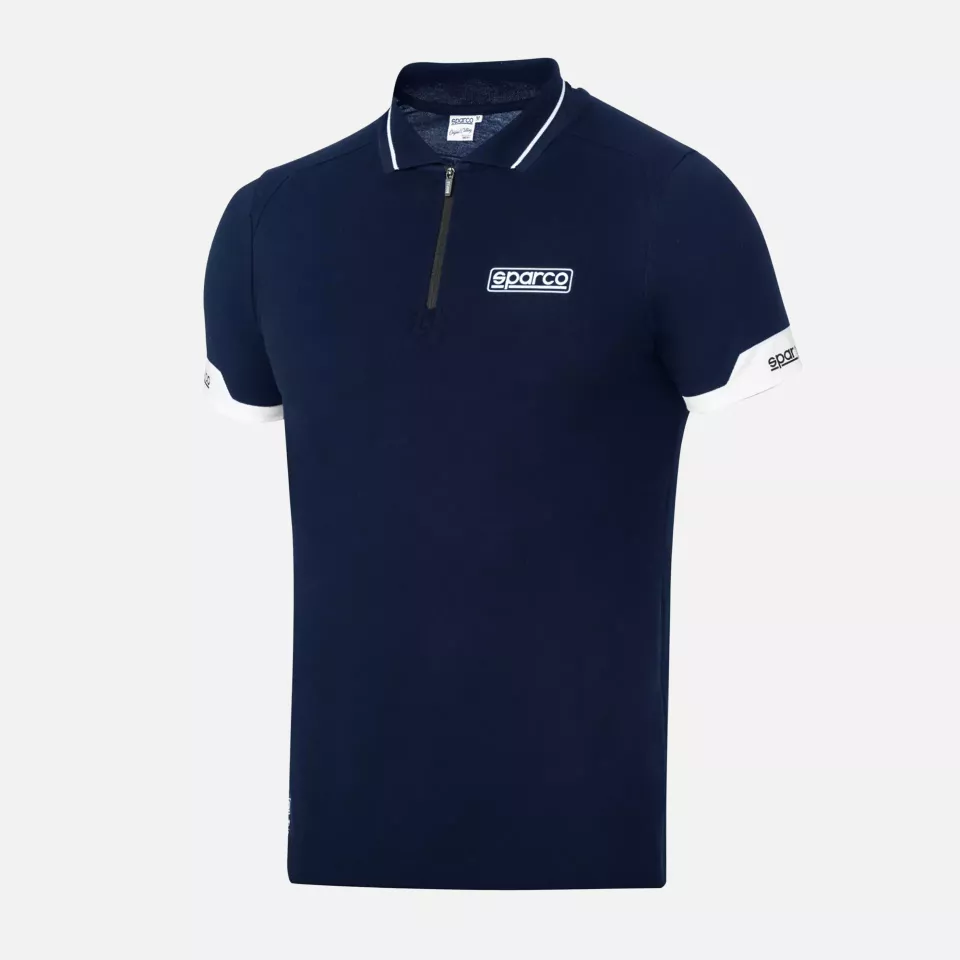 Sparco 013036-BM, MY2024 Poloshirt mit Reißverschluss, Marineblau/Weiß, image 1, gallery thumbnail