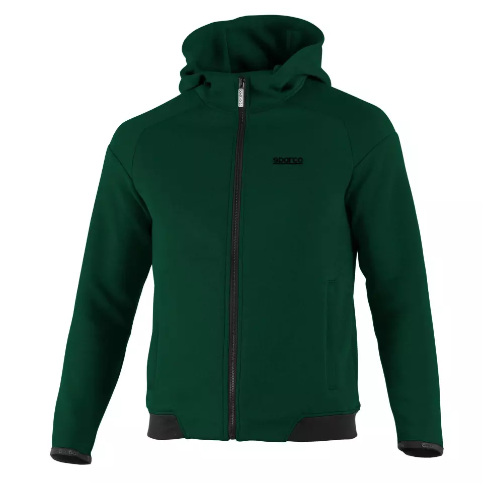 Sparco BMJ0012B0-G22, Hooded Sweatshirt Full Zip, Green/Black
