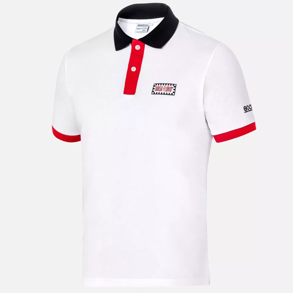Sparco 013040TF-BIRS, Targa Florio Poloshirt, Weiß/Rot, image 1, gallery thumbnail