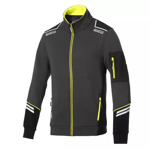 Sparco Alabama Full Zip Tech Sweatshirt, Grey/Fluorescent Yellow