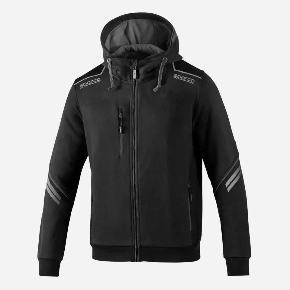Sparco 02414NRGS, Colorado Full Zip Hooded, Black/Dark Gray, image 1, gallery thumbnail