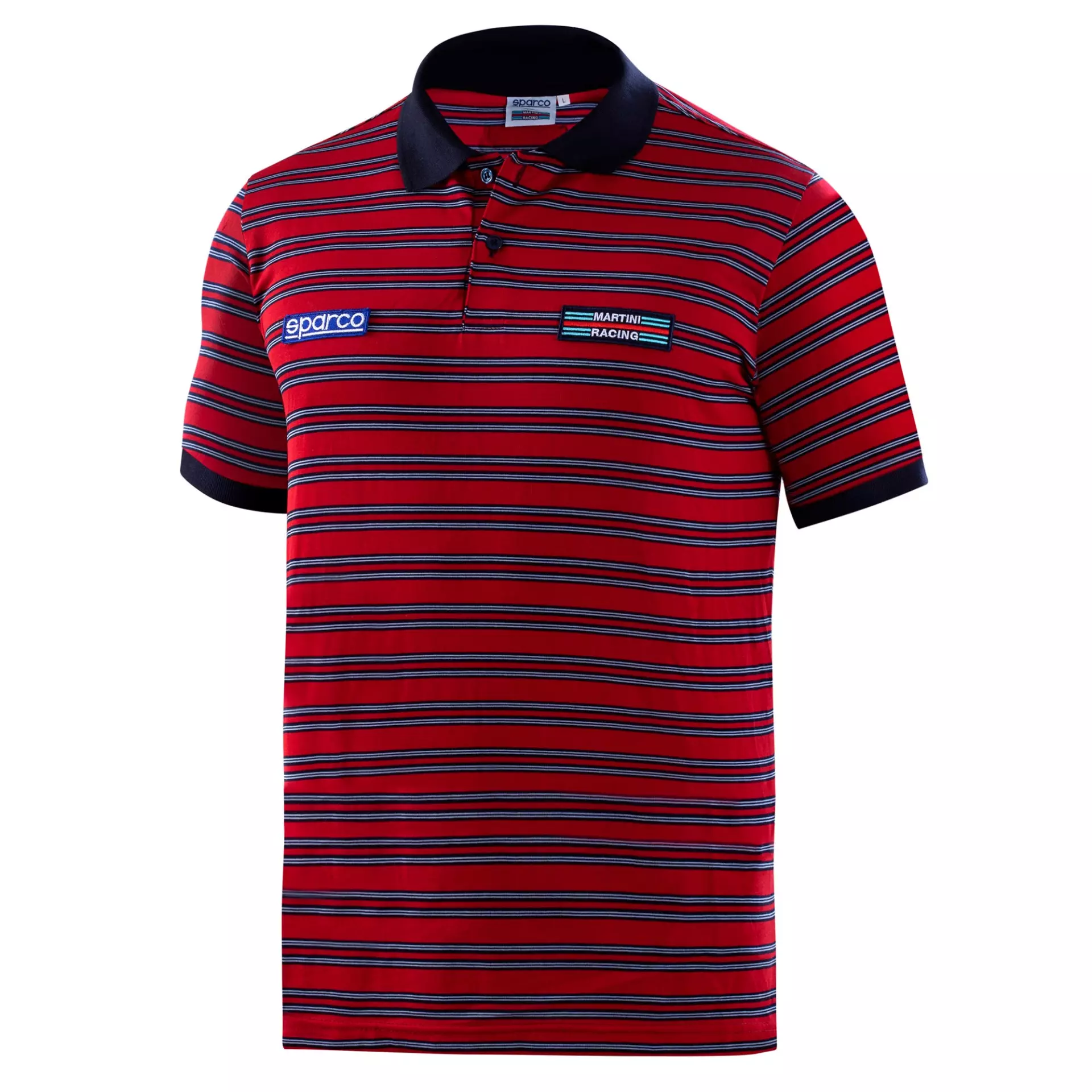 Sparco 01396MR-RS, Sportline Martini Racing Replica Polo Shirt with Stripes, Red/Navy, image 1