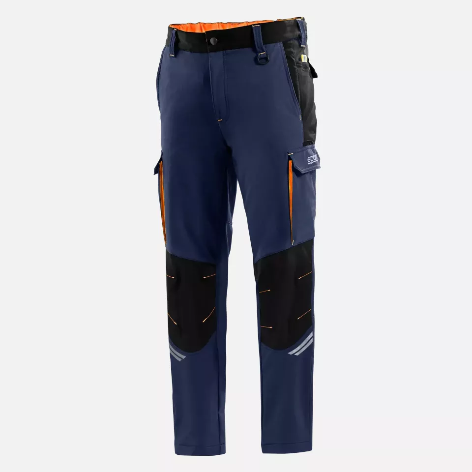 Sparco 02417BMAF, Oregon Tech Trousers, Navy Blue/Orange, image 1, gallery thumbnail