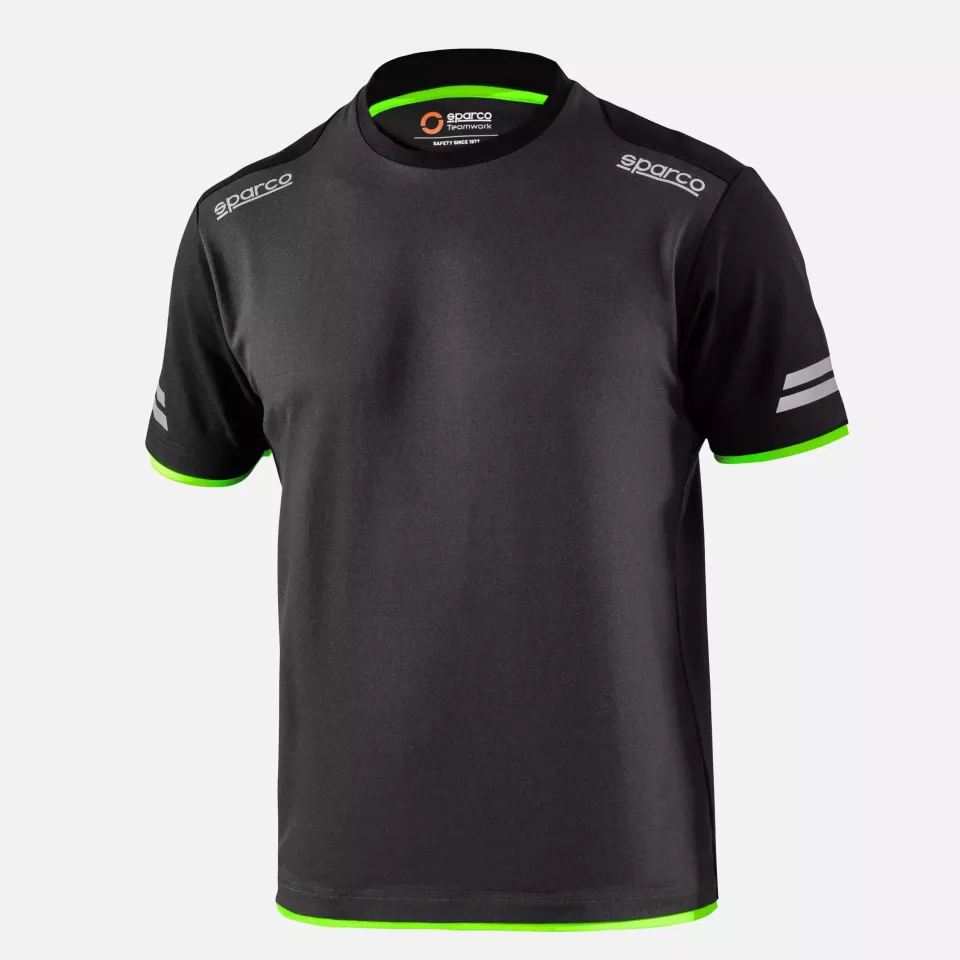 Sparco 02416-GSVF, Tucson Tech T-Shirt, Grey/Green, image 1, gallery thumbnail