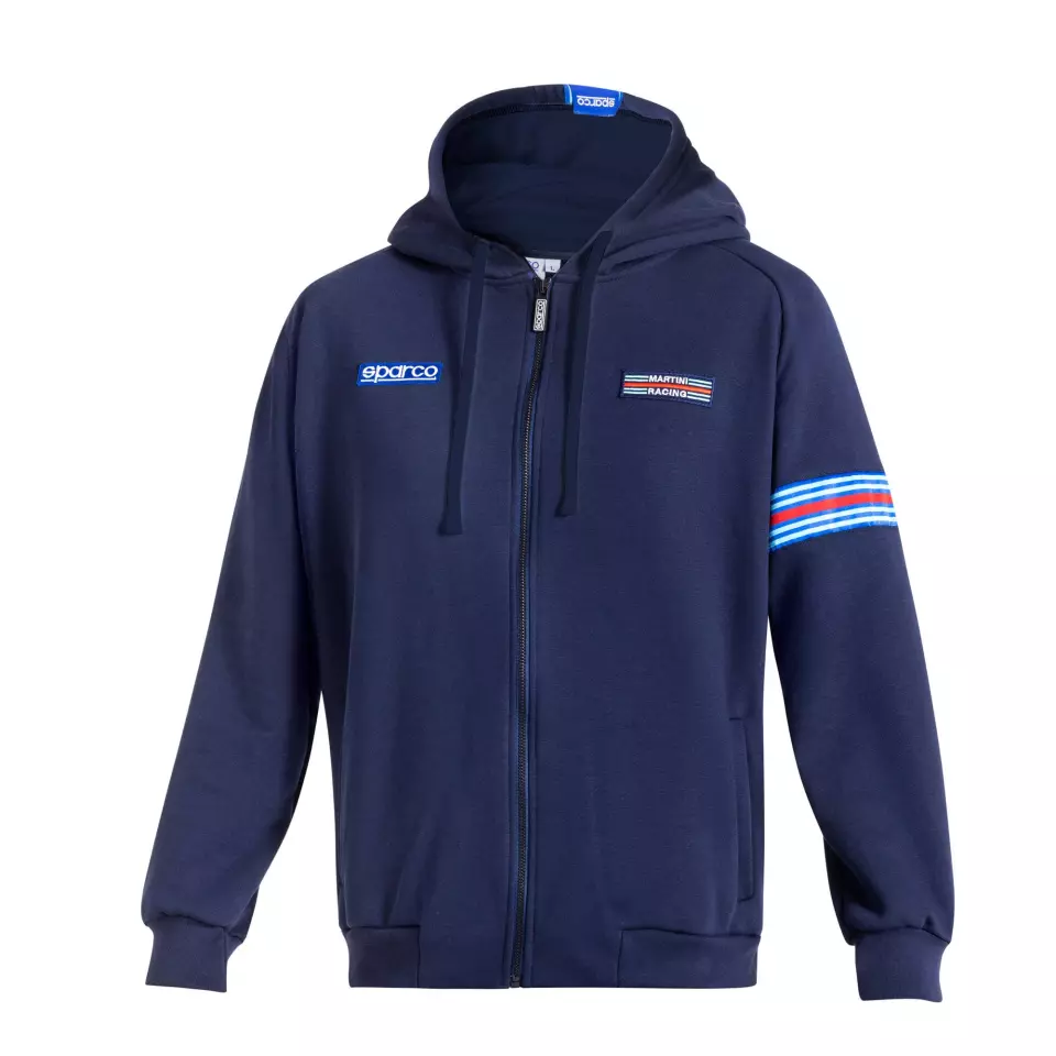 Sparco BMF0013D0-N02, Martini Racing Hooded Sweatshirt Full Zip, Navy Blue, image 1, gallery thumbnail