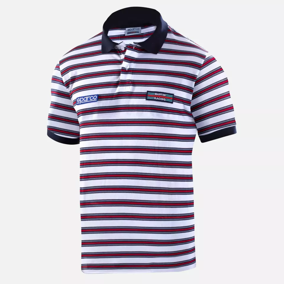 Sparco 01396MR-BI, Sportline Martini Racing Replica Polo Shirt, White/Red/Navy, image 1, gallery thumbnail