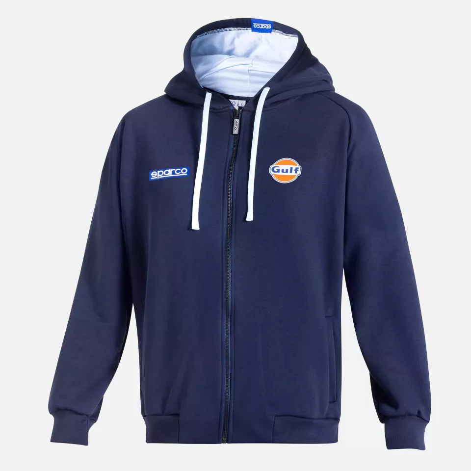 Sparco BMF0010S0-N02, Gulf Hooded Sweatshirt Full Zip, Navy Blue, image 1, gallery thumbnail