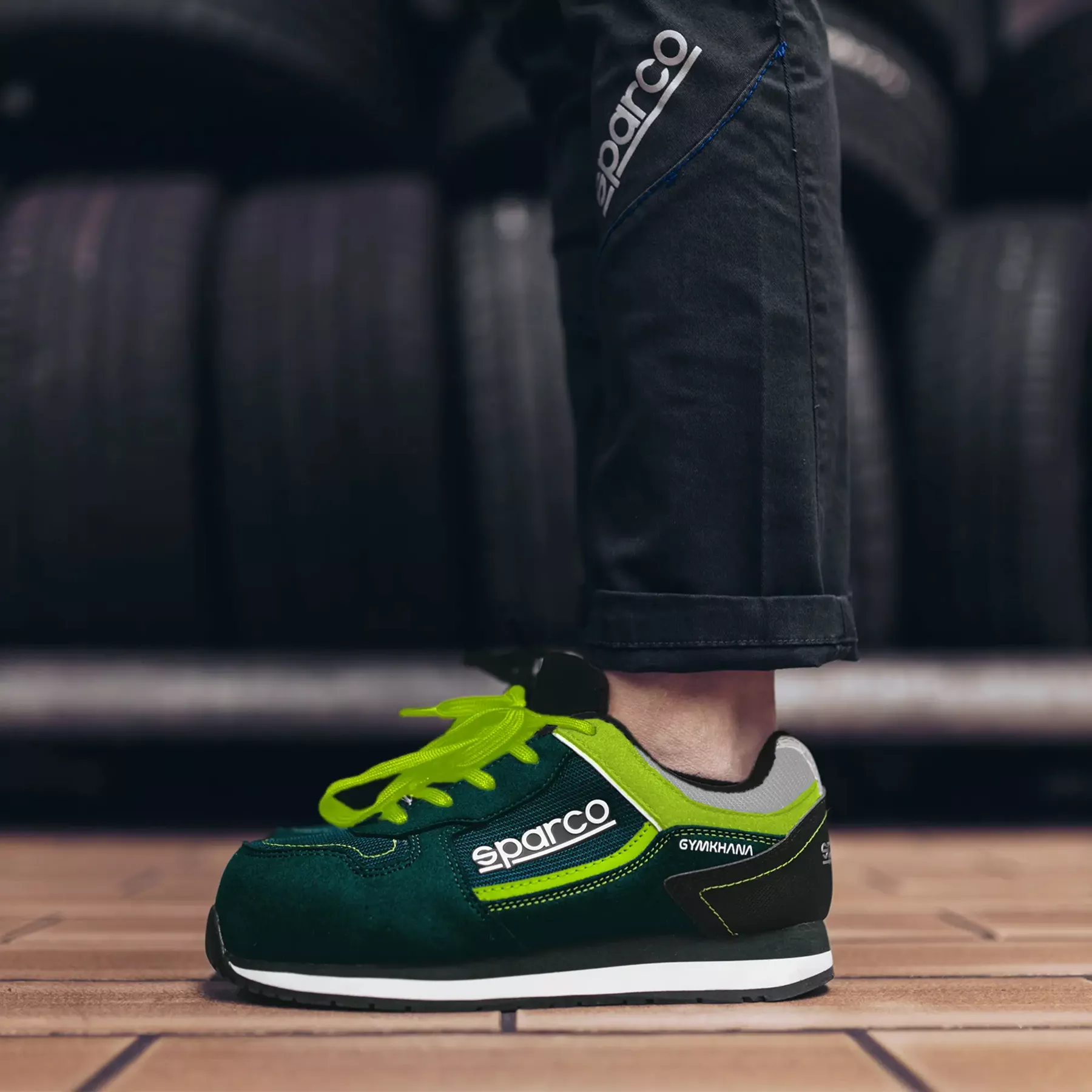 Sparco 07527VSLI, Gymkhana SEB Saftey Shoes S1P SRC, Dark Green/Lime, image 5
