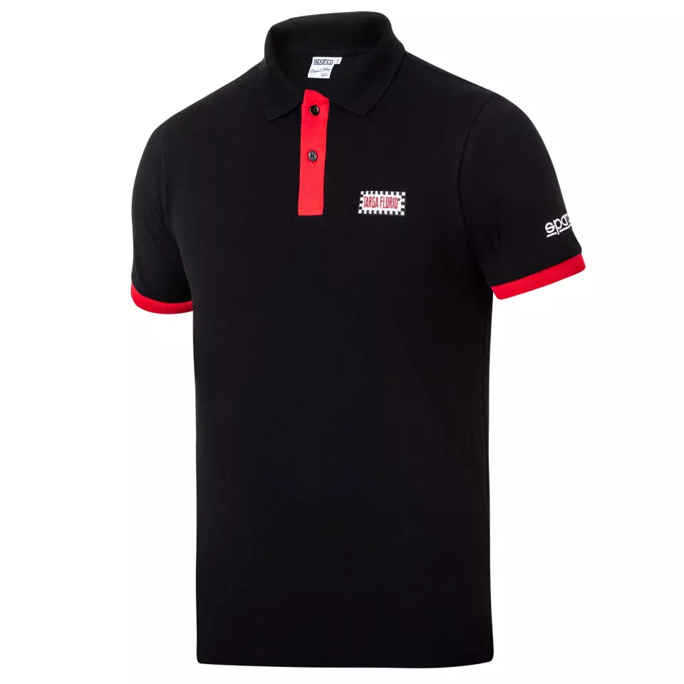 Sparco 013040TF-NRRS, Targa Florio Poloshirt, Schwarz/Rot