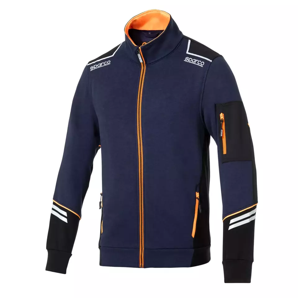Sparco 02429BMAF, Alabama Tech Sweatshirt mit durchgehendem Reißverschluss, Marineblau/Orange, image 1, gallery thumbnail