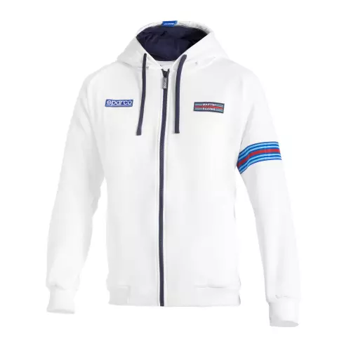 Sparco Martini Racing Hooded Sweatshirt Full Zip, White