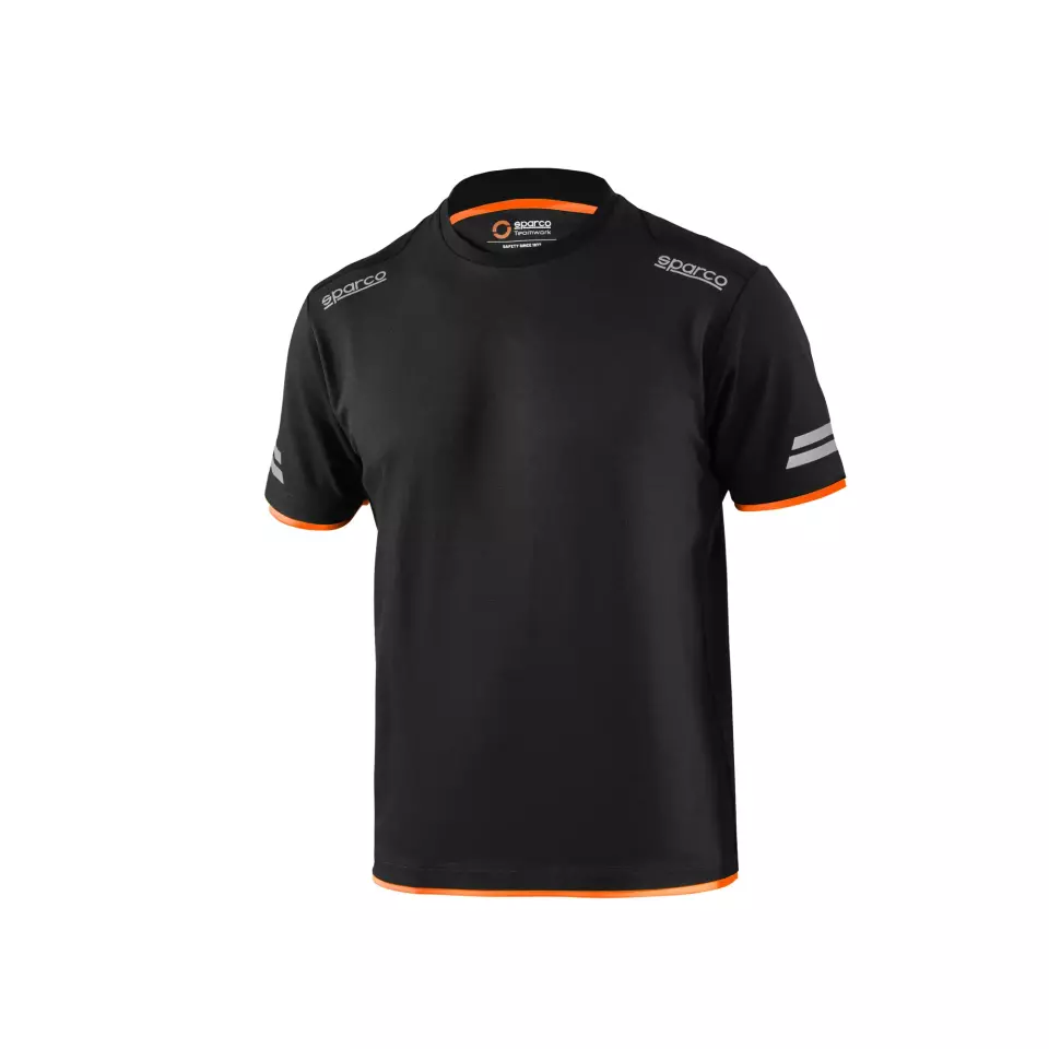 Sparco 02416NRAF, Tucson Tech T-Shirt, Black/Orange, image 1, gallery thumbnail