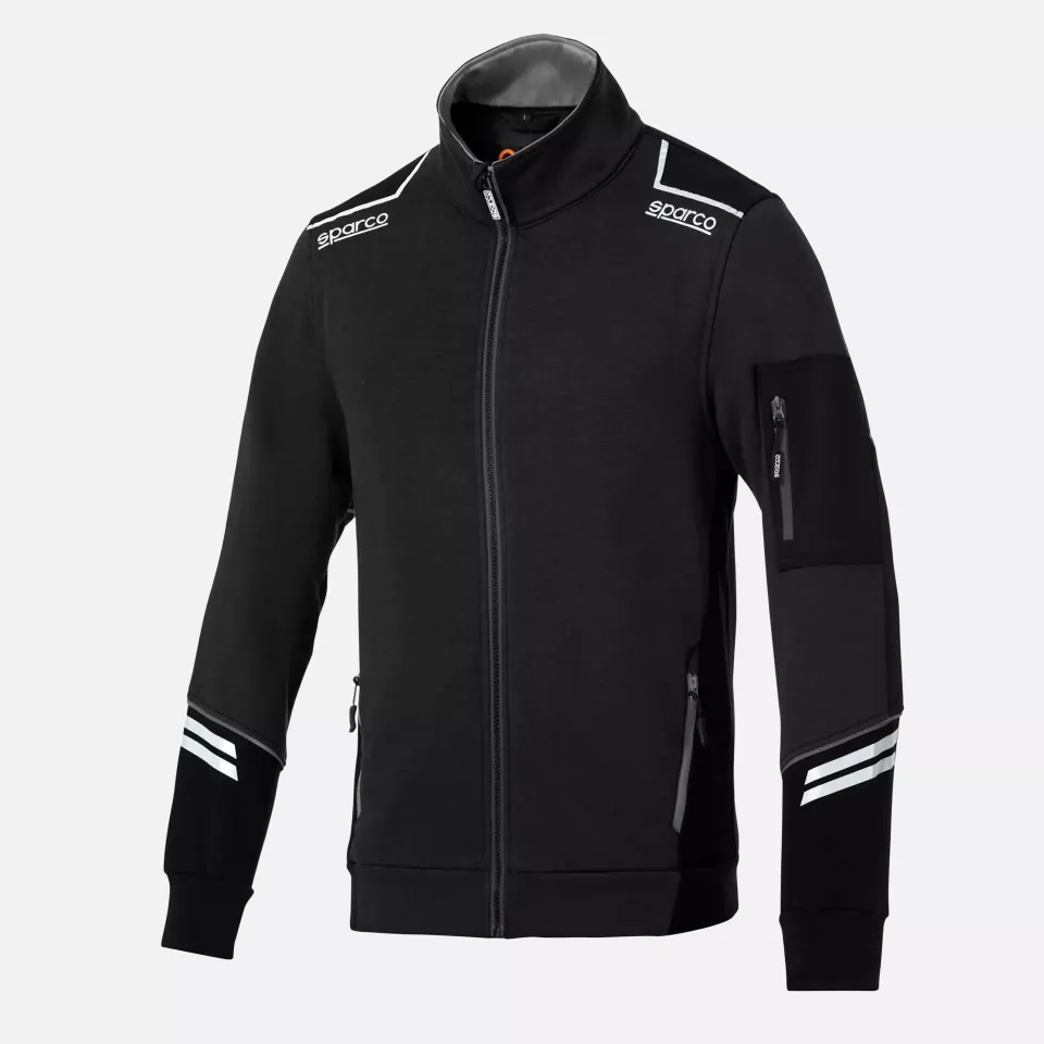 Sparco 02429-NRGS, Alabama Full Zip Tech Sweatshirt, Black/Grey, image 1, gallery thumbnail