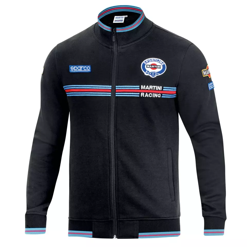 Sparco 01278MR-NR, Martini Racing Full Zip Sweatshirt, Black