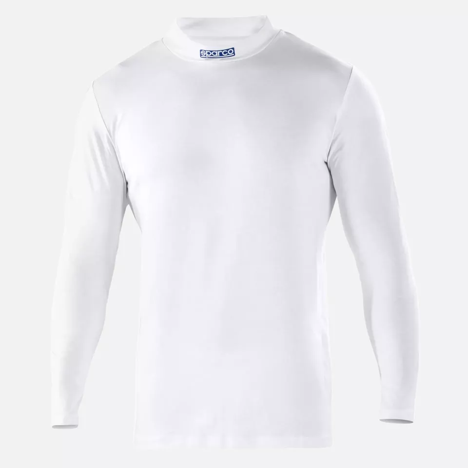 Sparco 002205-BI, B-Rookie High Collar Long Sleeve T-Shirt, White, image 1, gallery thumbnail