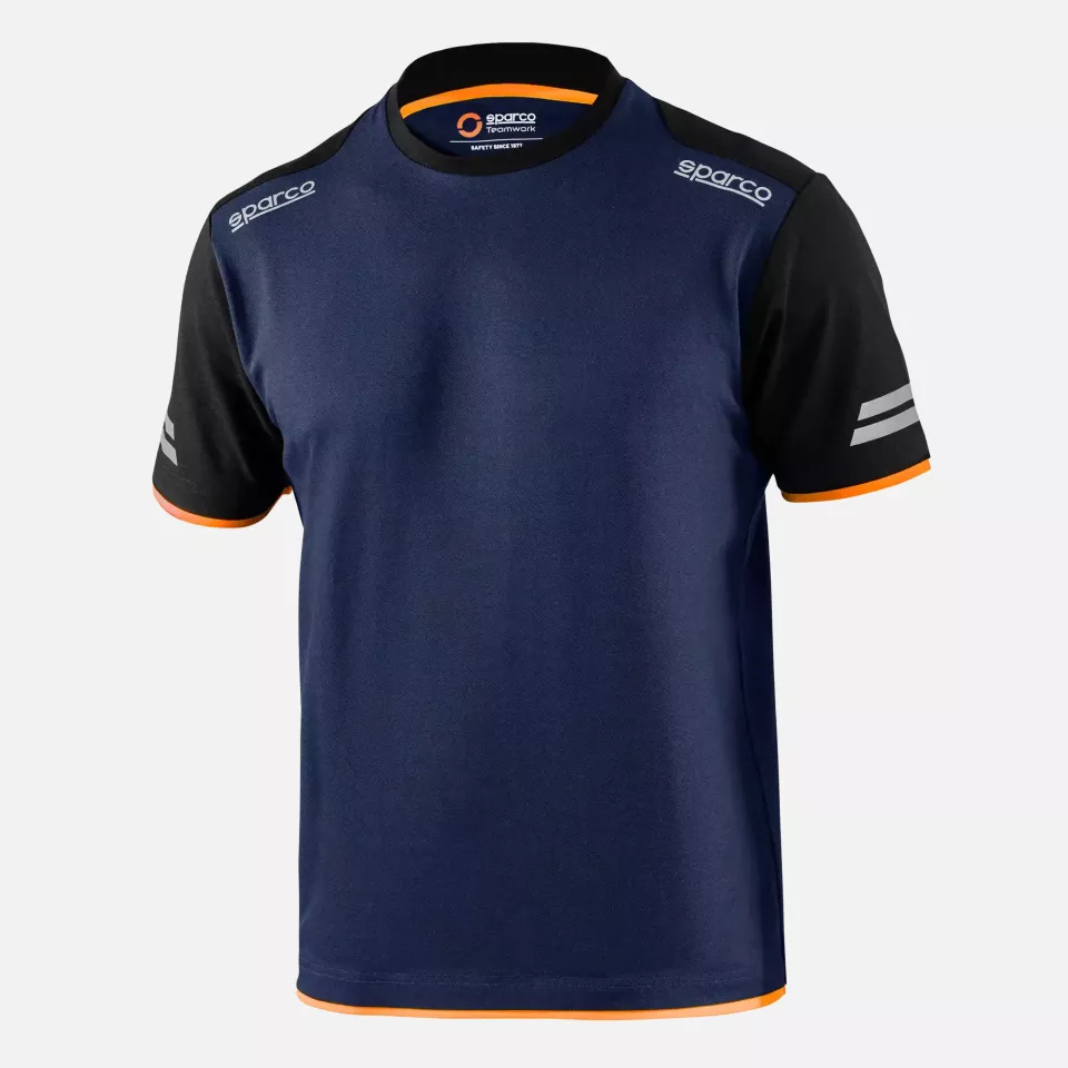 Sparco 02416BMAF, Tucson Tech T-Shirt, Navy Blue/Orange, image 1, gallery thumbnail