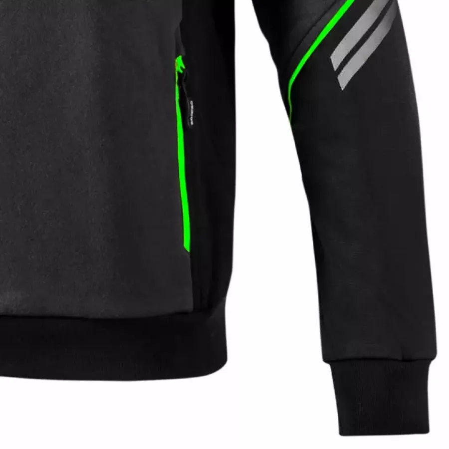 **Rib-Knit Cuffs and Hem** keep the hoodie snug and secure while retaining its shape through daily wear.