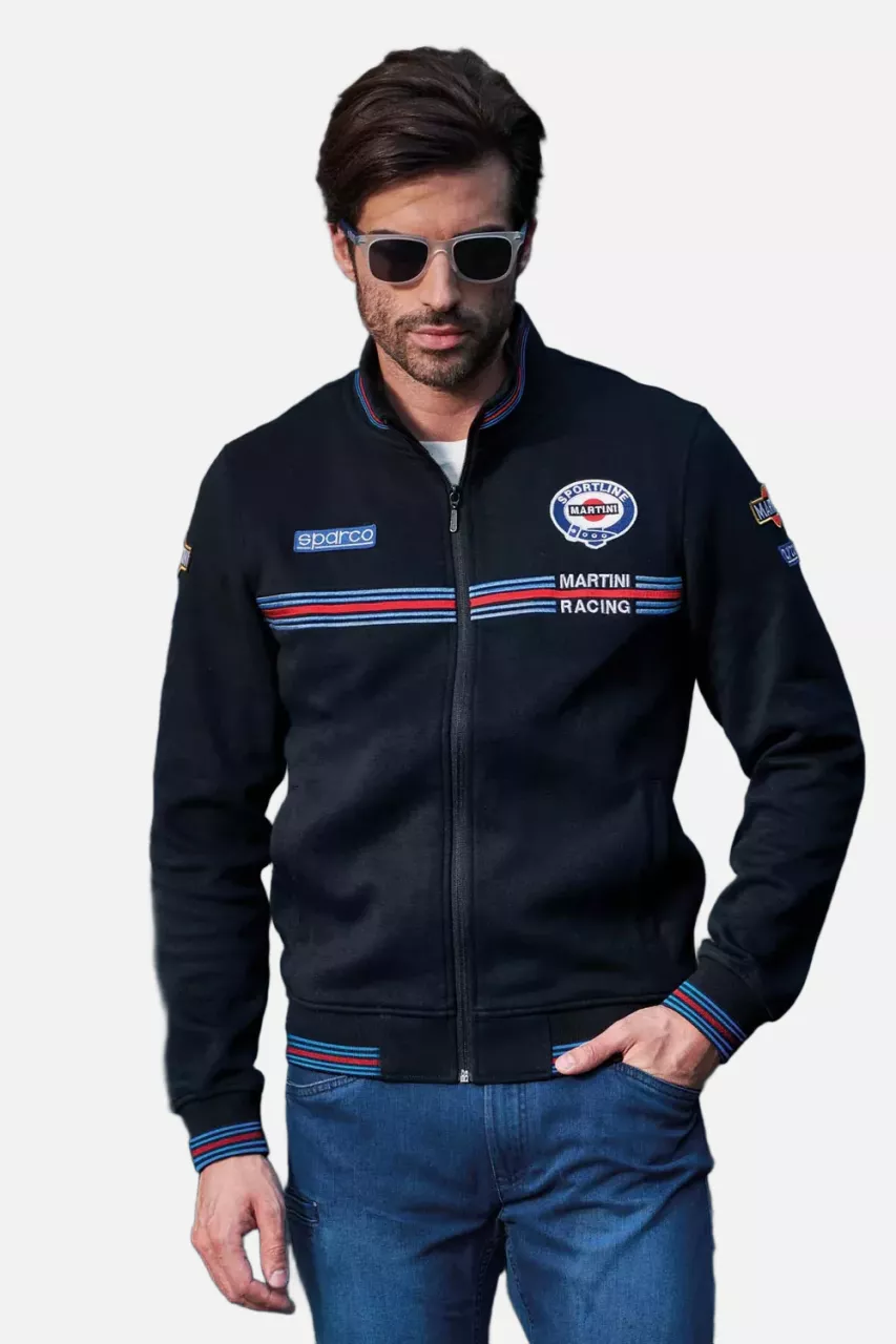 Sparco 01278MR-NR, Martini Racing Full Zip Sweatshirt, Black, image 2, gallery thumbnail