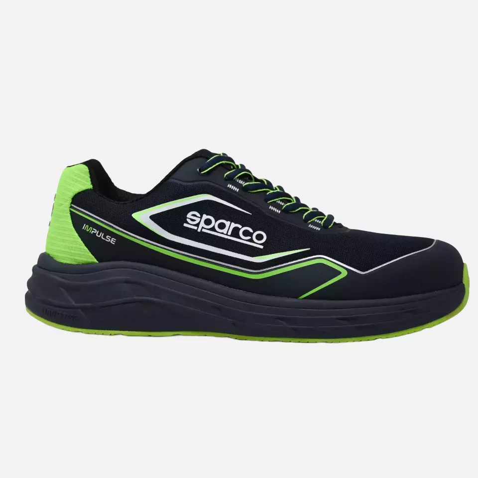Sparco 07545BMVF, Impulse Willen Safety Shoes ESD S1PS SR FO HRO, Navy Blue/Green, image 2, gallery thumbnail