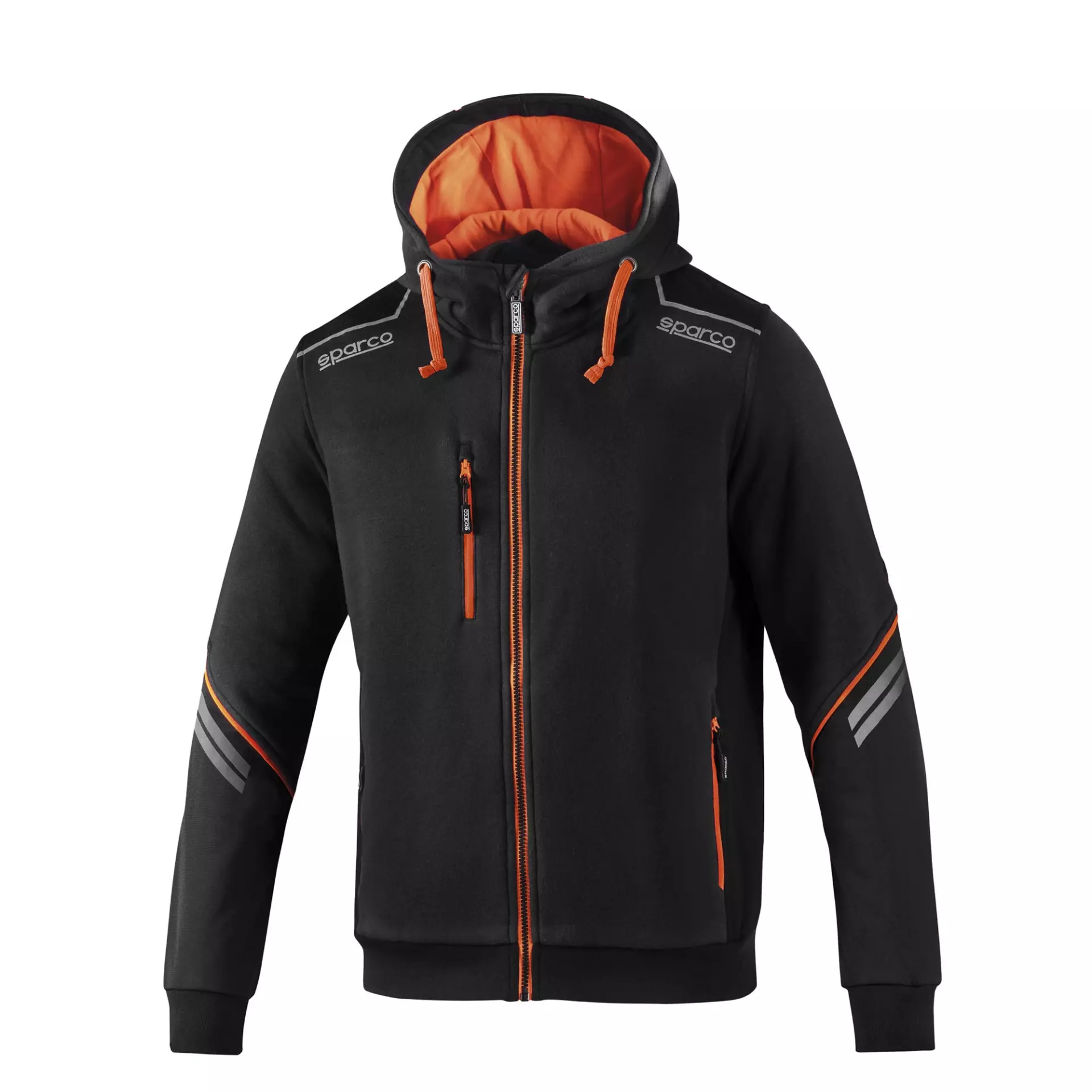 Sparco 02414NRAF, Colorado Full Zip Hooded, Black/Orange, image 1