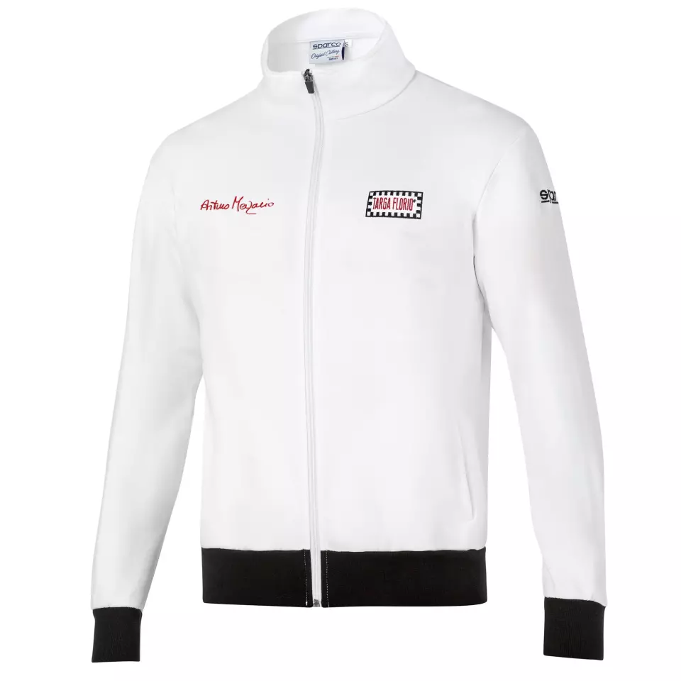 Sparco 013046AM-BI, Merzario Targa Florio Sweatjacke, Weiß/Schwarz