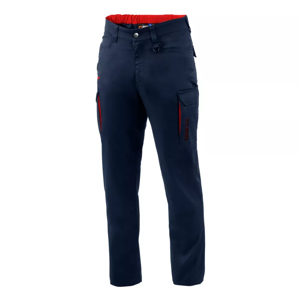 Sparco BTP0001B0-N31, Vermont Work Trousers, Navy Blue/Red, image 1, gallery thumbnail