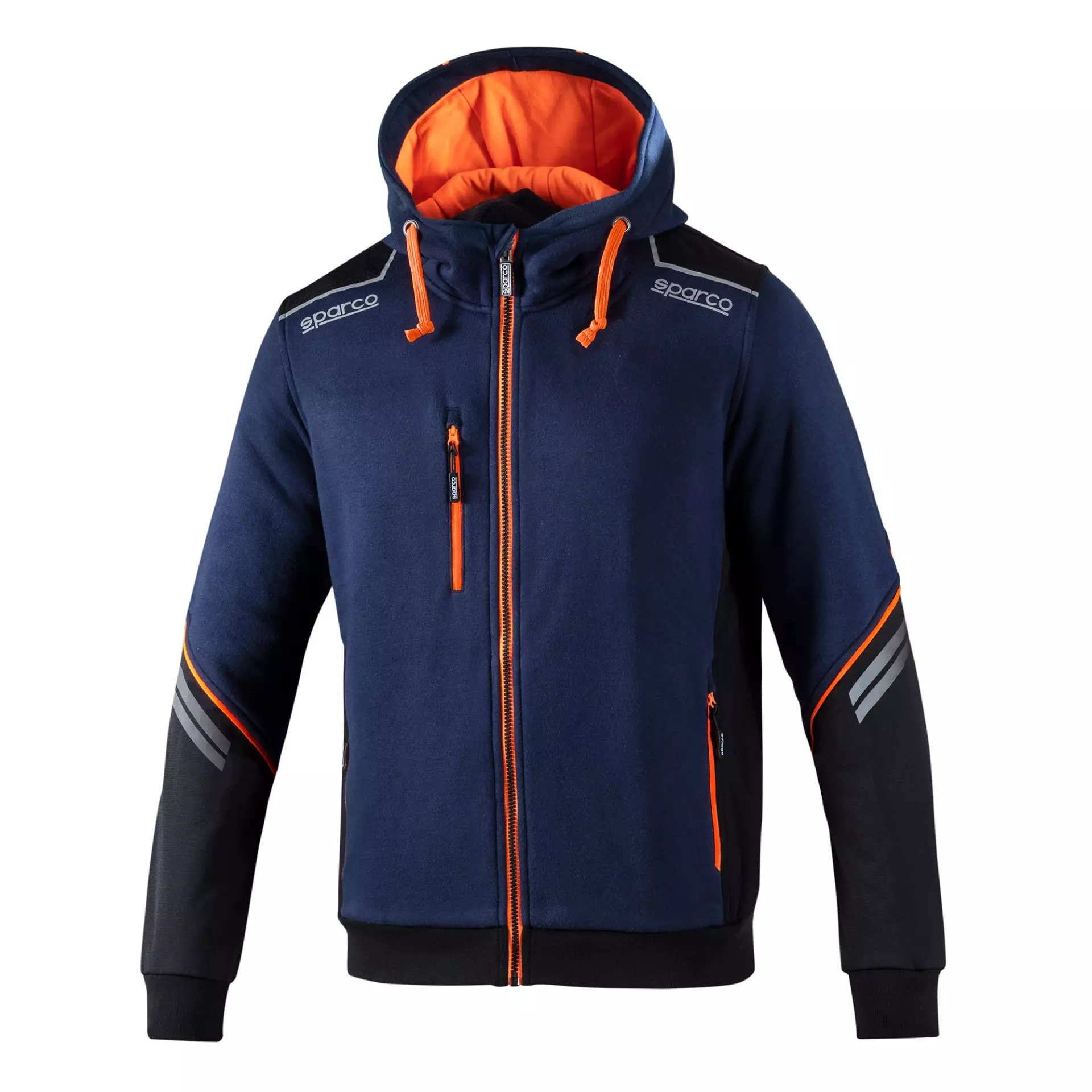 Sparco 02414BMAF, Colorado Full Zip Hooded, Navy Blue/Orange, image 1
