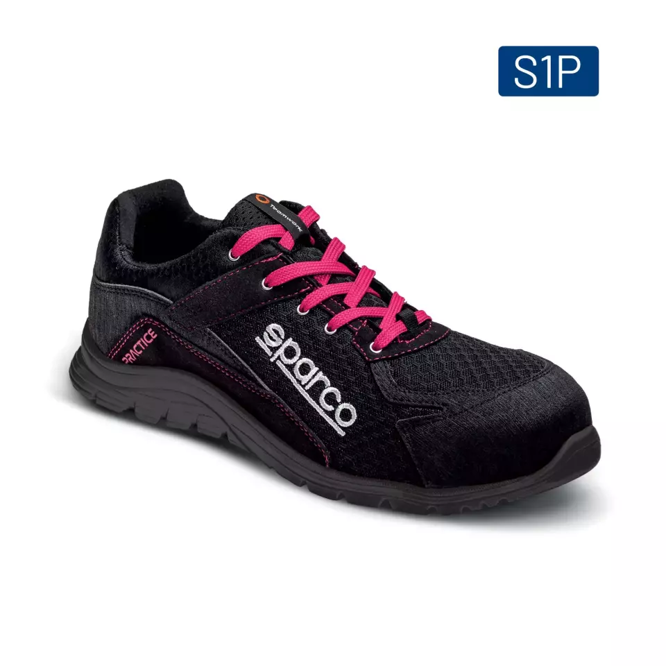 Sparco 07517NRFU, Practice Jody Saftey Shoes ESD S1P SRC, Black/Pink, image 2, gallery thumbnail