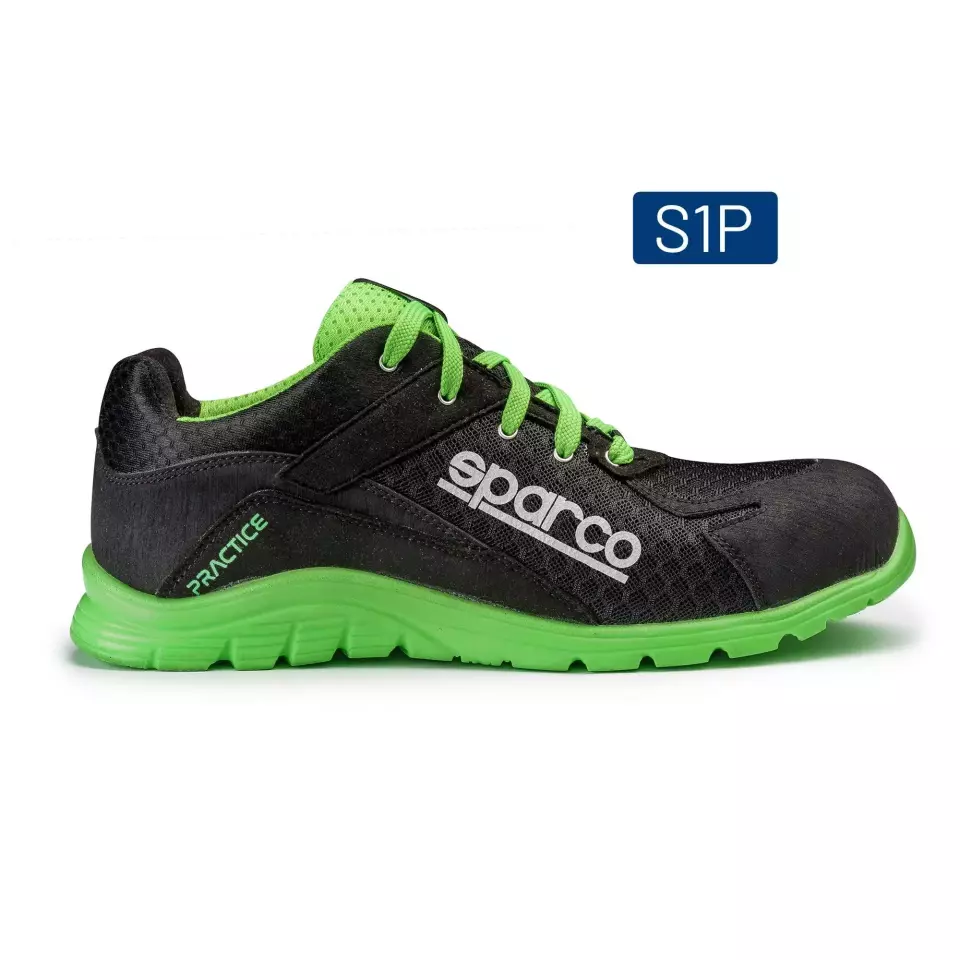 Sparco 07517NRVF, Practice Keke Saftey Shoes ESD S1P SRC, Black/Green, image 1, gallery thumbnail
