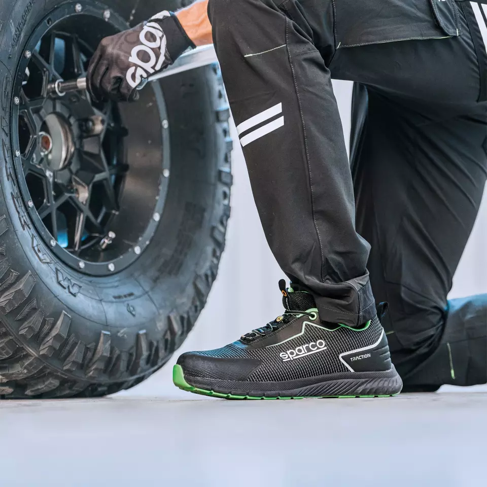 Sparco BTB0002B0-K15, Traction Safety Shoes S1PS, Black/Green, image 6, gallery thumbnail