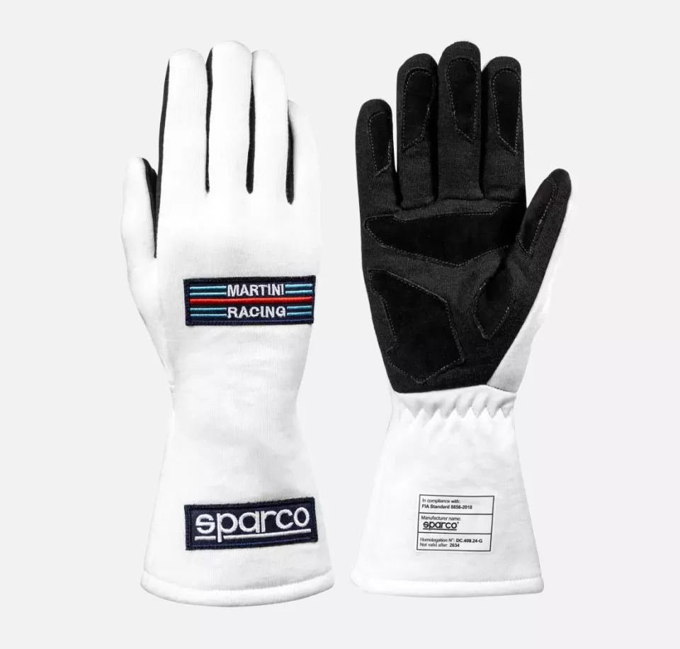 Sparco 001366MR-BI, Land Classic Racing Gloves Martini Racing, White/Black, image 4, gallery thumbnail