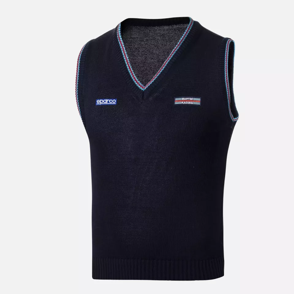 Sparco 013052MR-BM, Martini Racing Knitted Cotton Vest, Blue Marine, image 1, gallery thumbnail