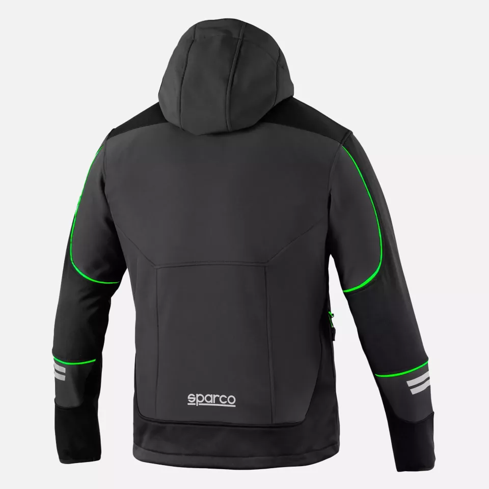 Sparco 02412-GSVF, York Tech Soft-Shell Jacket, Black/Green, image 2, gallery thumbnail