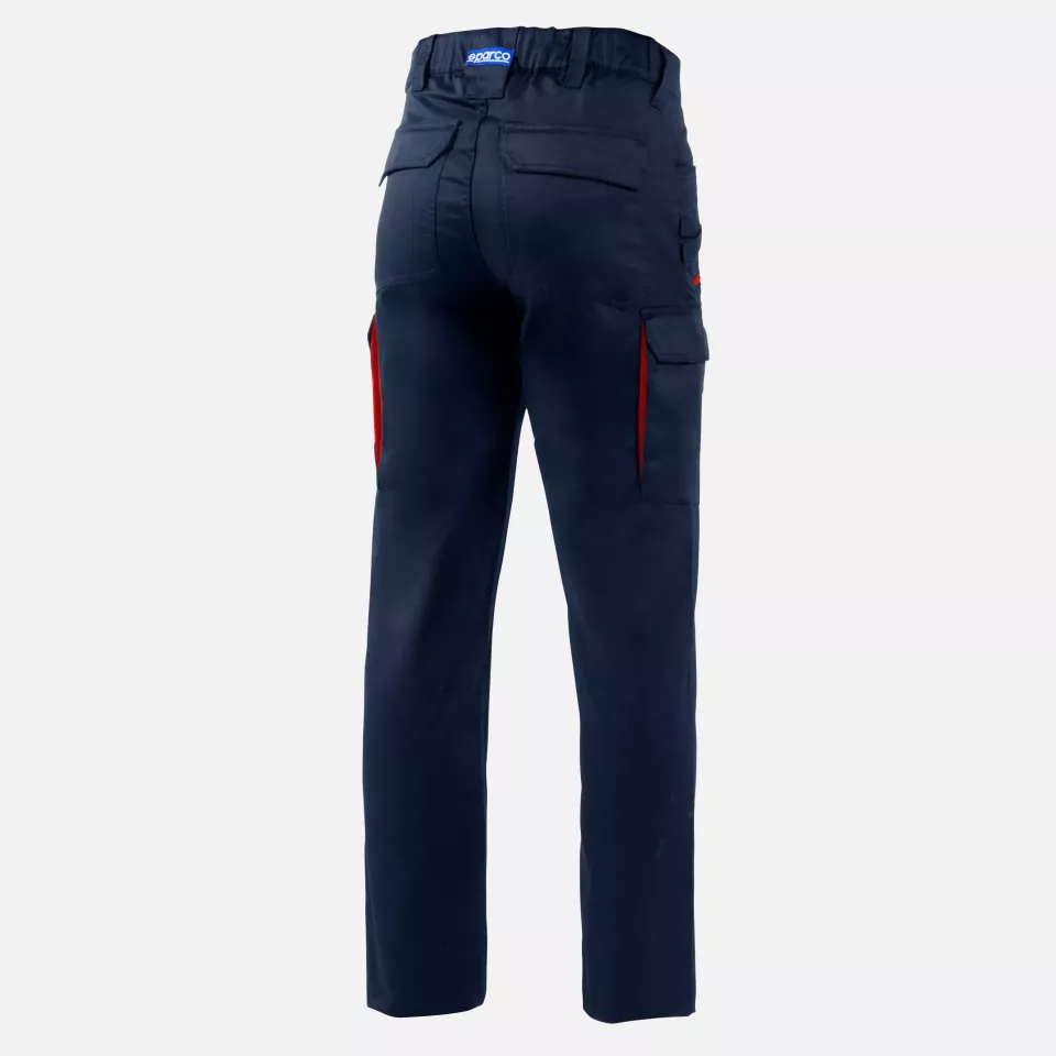 Sparco BTP0001B0-N31, Vermont Work Trousers, Navy Blue/Red, image 2, gallery thumbnail