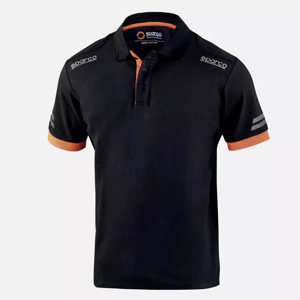 Sparco 02415NRAF, Toledo Tech Polo, Black/Orange, image 1, gallery thumbnail