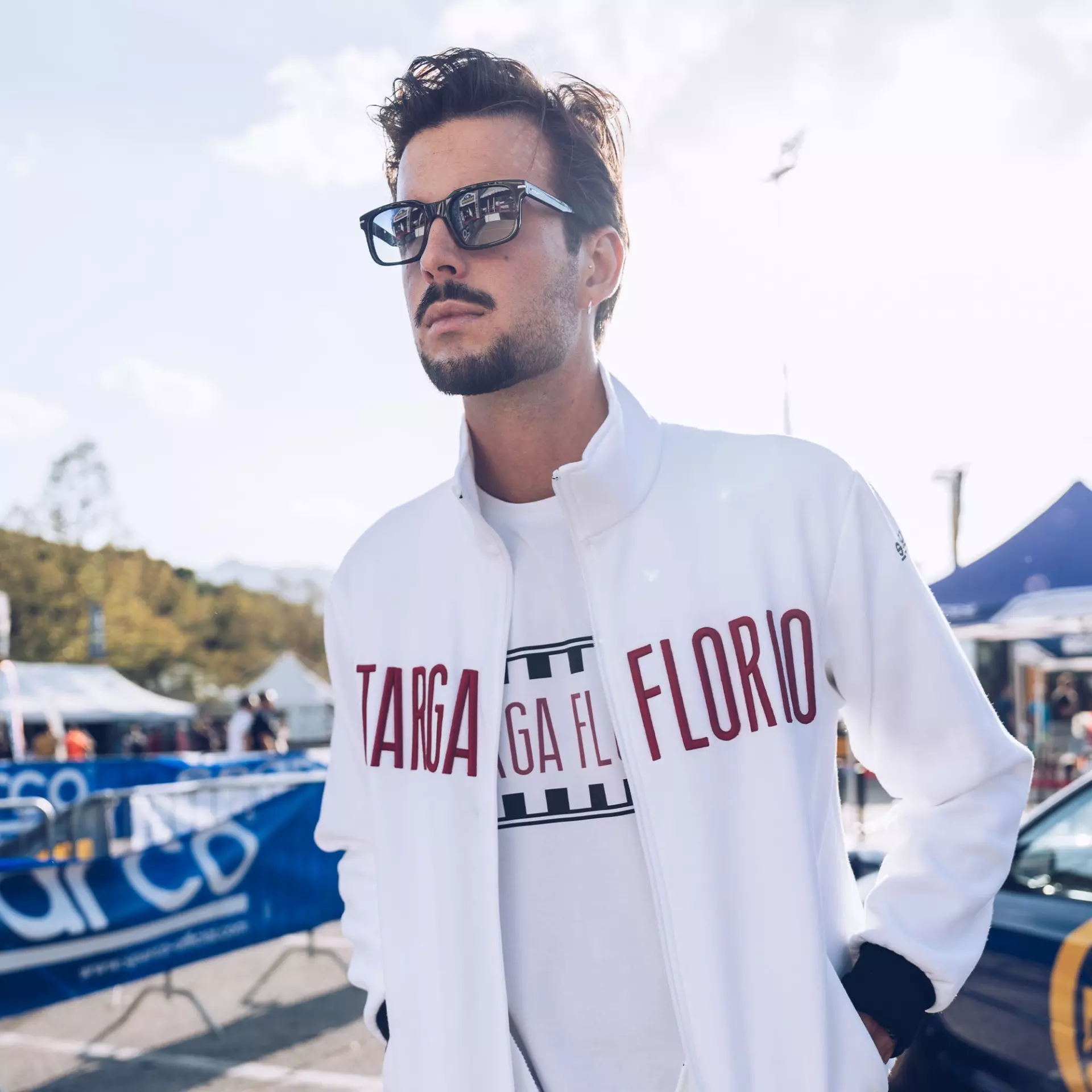 Sparco 013042TF-BI, Targa Florio Full Zip Sweatshirt, White/Black, image 5
