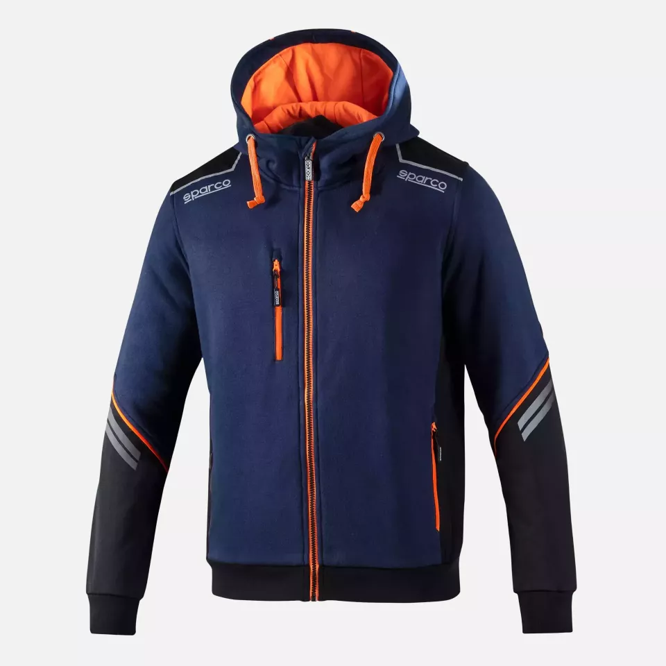 Sparco 02414BMAF, Colorado Full Zip Hooded, Navy Blue/Orange, image 1, gallery thumbnail