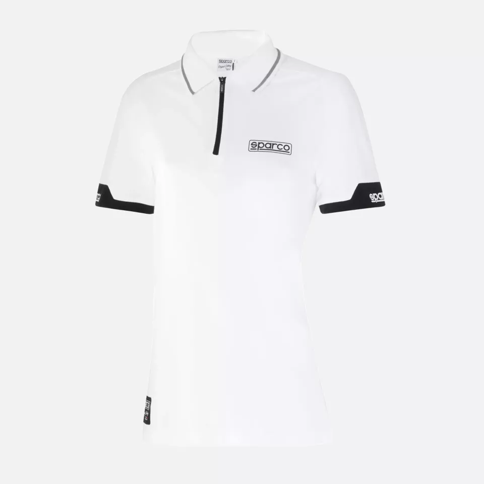 Sparco 013036L-BI, Women's Zip Polo Shirt, White, image 1, gallery thumbnail
