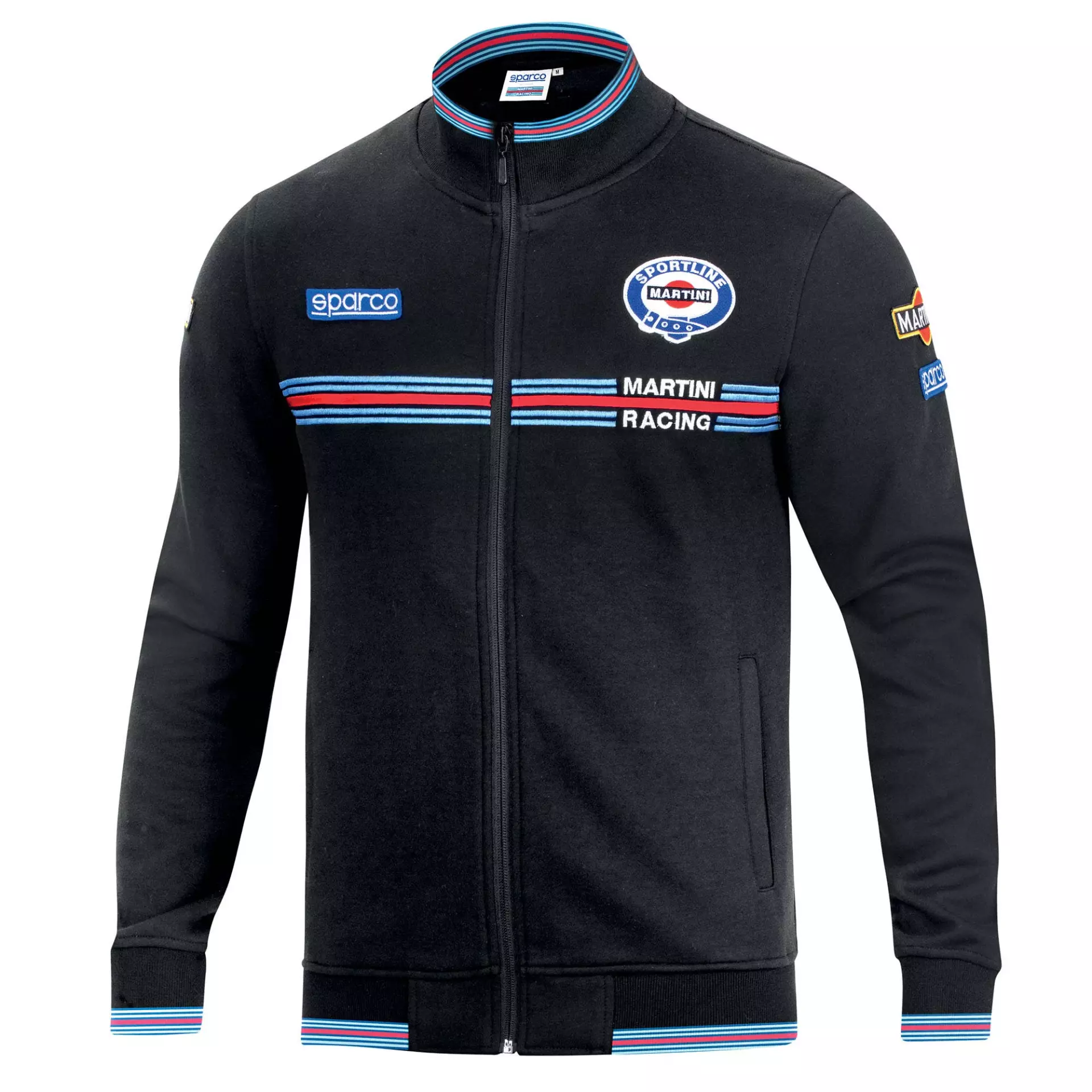 Sparco 01278MR-NR, Martini Racing Full Zip Sweatshirt, Black