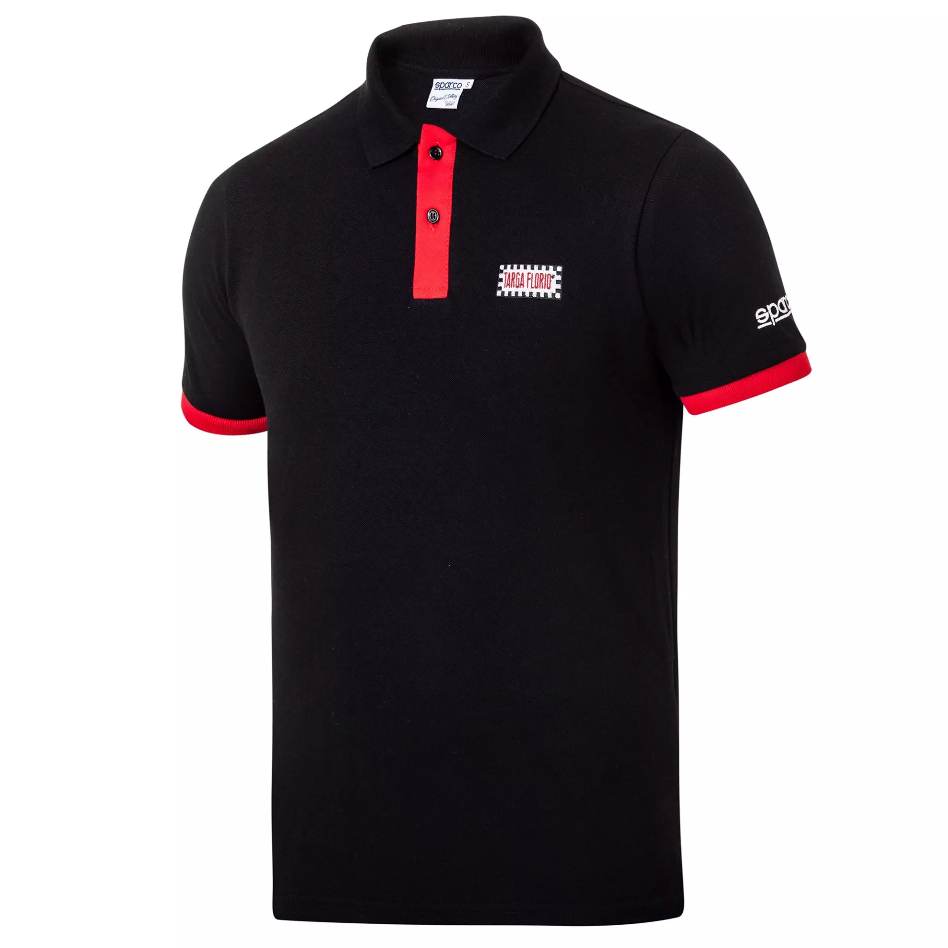 Sparco 013040TF-NRRS, Targa Florio Poloshirt, Schwarz/Rot