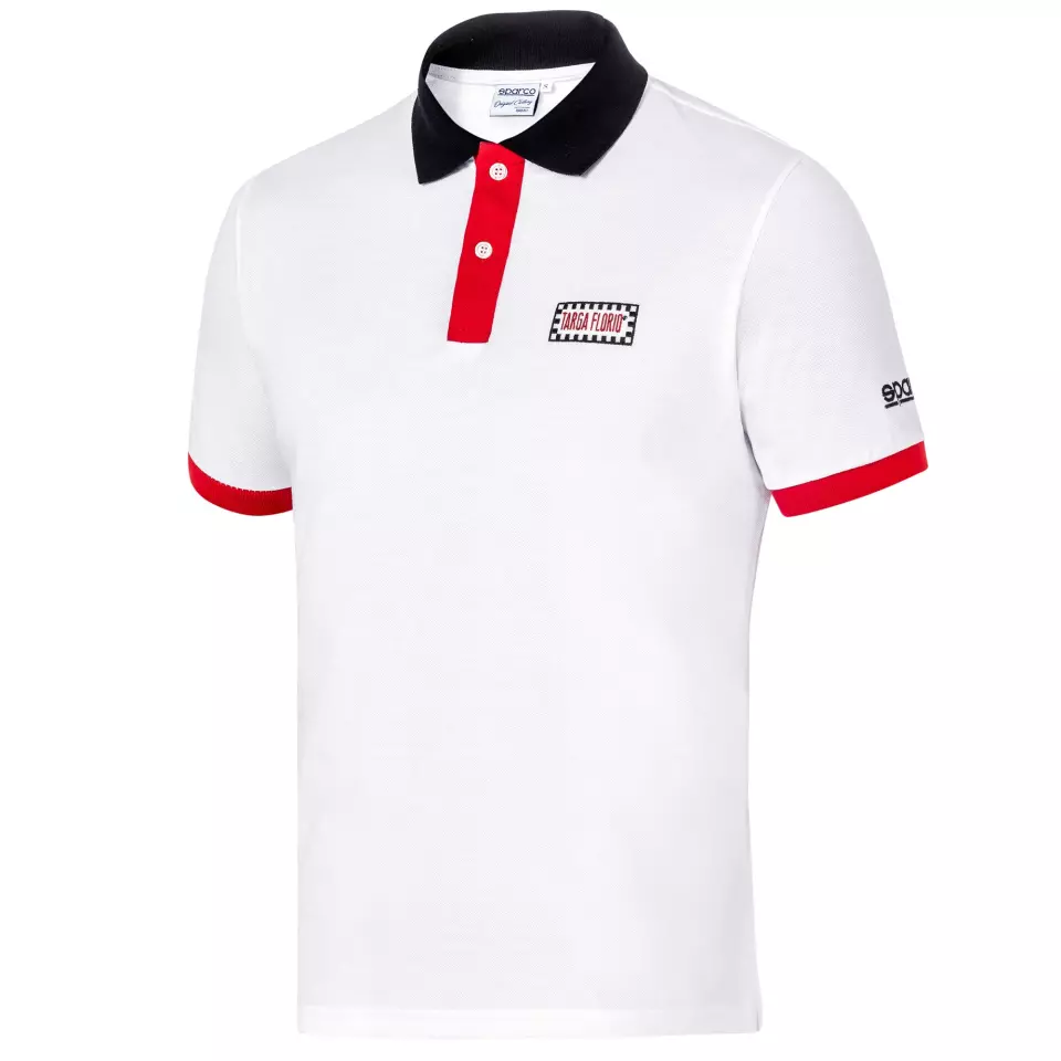 Sparco 013040TF-BIRS, Targa Florio Poloshirt, Weiß/Rot, image 1, gallery thumbnail