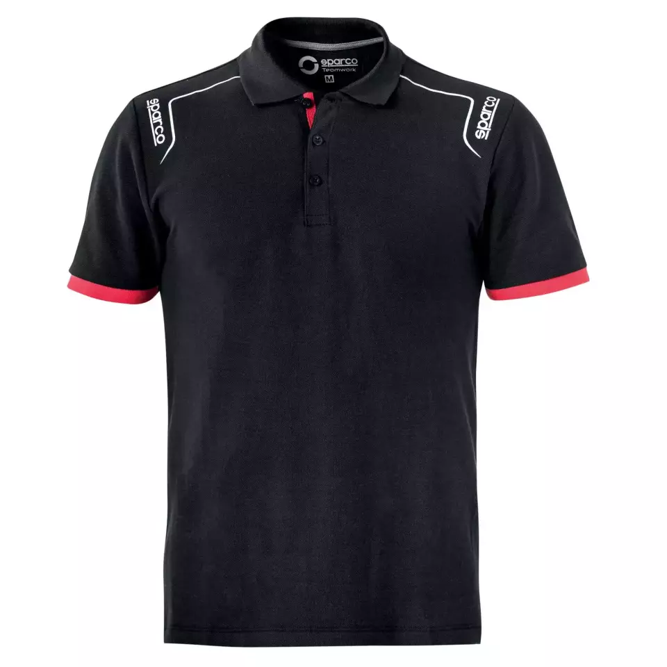 Sparco 02407NR, Portland Tech Stretch Polo, Black, image 1, gallery thumbnail