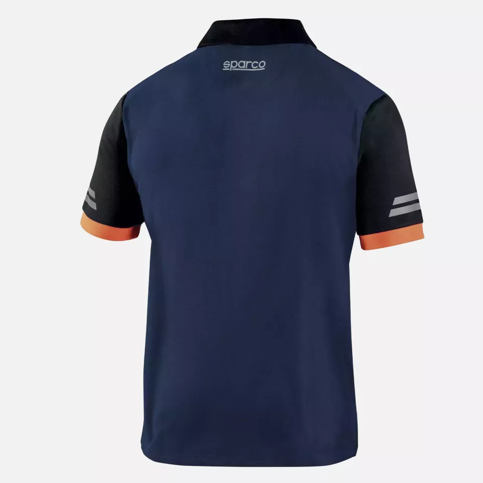 Sparco 02415BMAF, Toledo Tech Polo, Navy Blue/Orange, image 2, gallery thumbnail