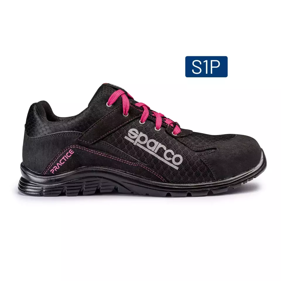 Sparco 07517NRFU, Practice Jody Saftey Shoes ESD S1P SRC, Black/Pink, image 1, gallery thumbnail