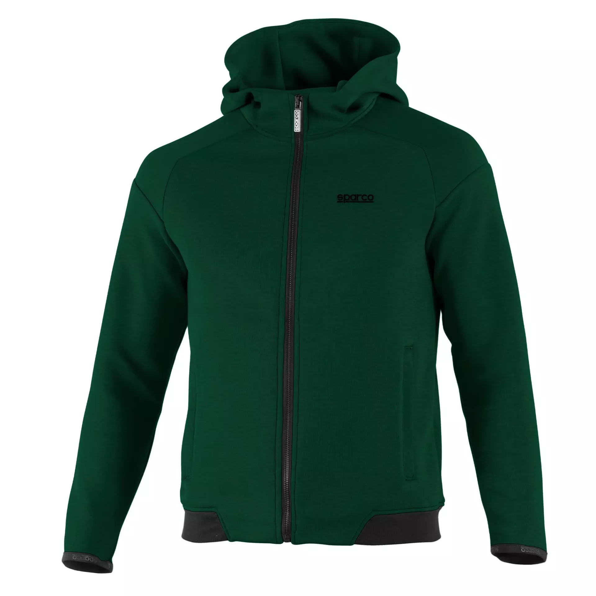 Sparco BMJ0012B0-G22, Hooded Sweatshirt Full Zip, Green/Black